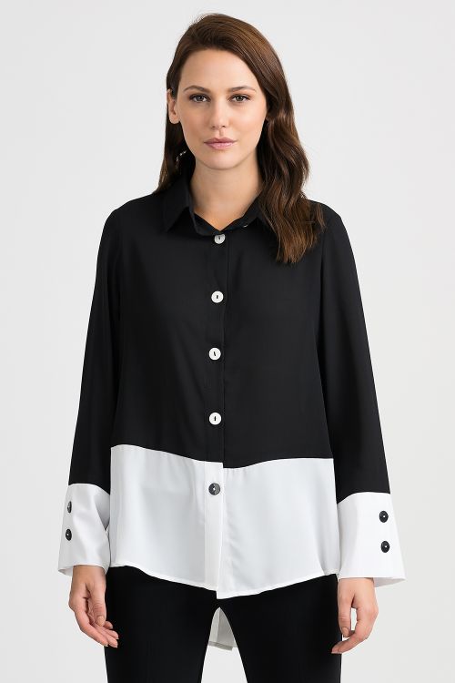 Joseph Ribkoff Black/Off-White Blouse Style 201173