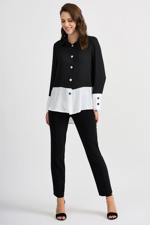 Joseph Ribkoff Black/Off-White Blouse Style 201173