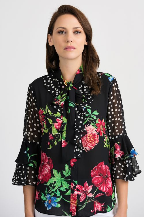 Joseph Ribkoff Black/Multi Blouse Style 201323