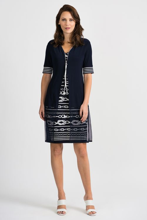 Joseph Ribkoff Midnight Blue/Vanilla Dress Style 201365