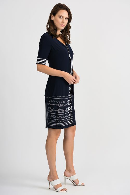 Joseph Ribkoff Midnight Blue/Vanilla Dress Style 201365