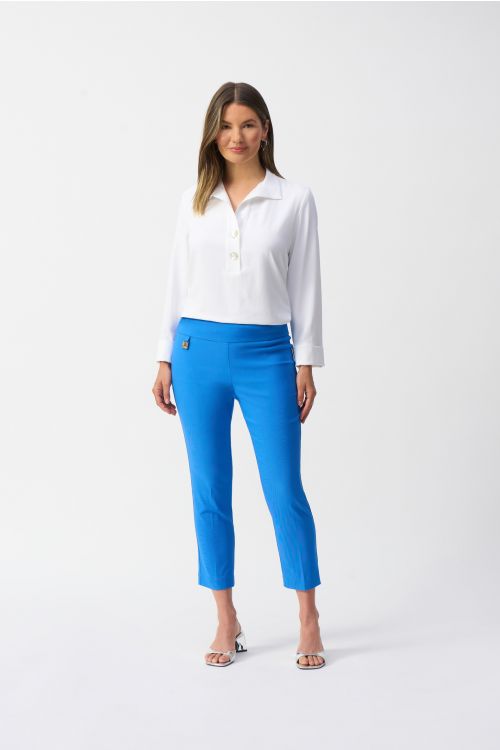 Joseph Ribkoff Coastal Blue Cropped Woven Pant Style 201536