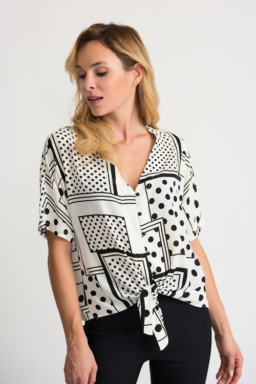 Joseph Ribkoff Vanilla/Black Blouse Style 202316