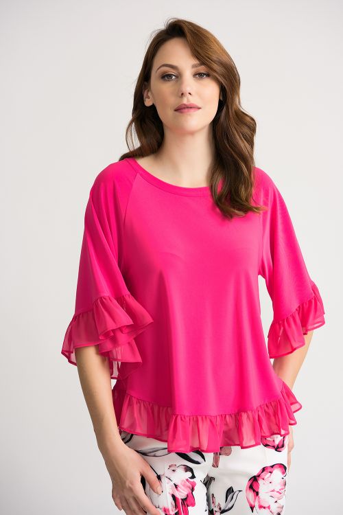 Joseph Ribkoff Hyper Pink Top Style 202380