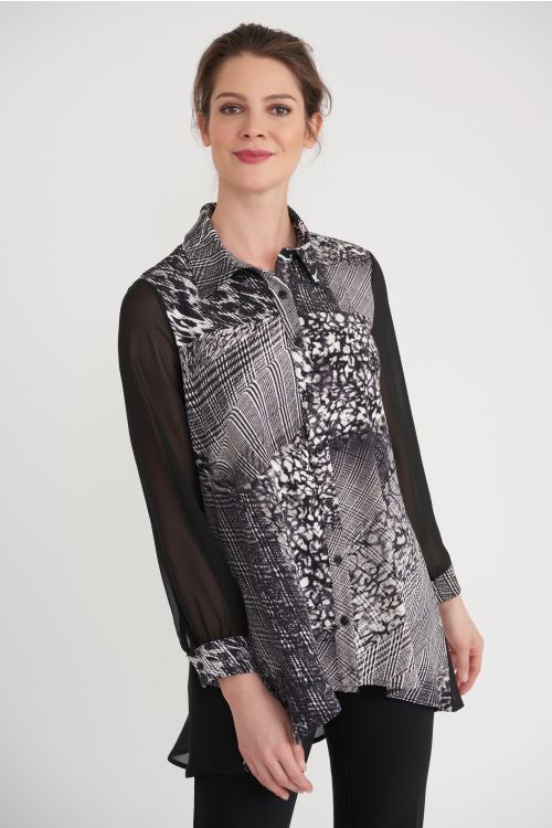 Joseph Ribkoff Black/Vanilla Blouse Style 203405