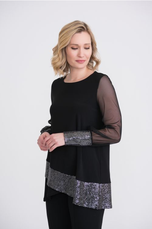 Joseph Ribkoff Black/Silver Tunic Style 204342