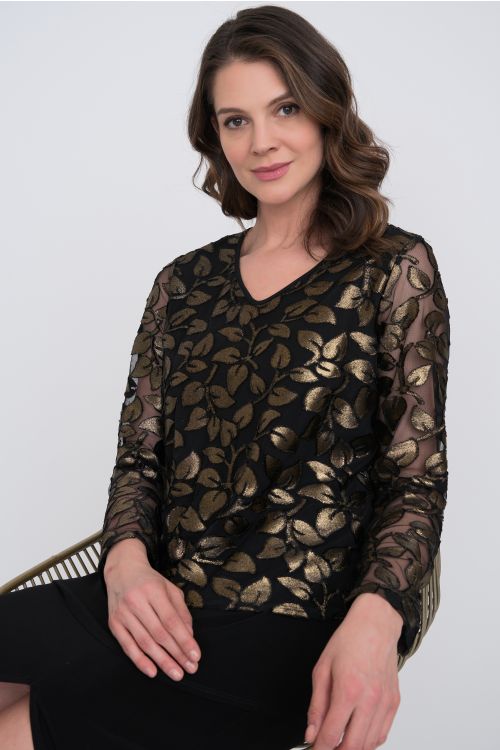 Joseph Ribkoff Black/Gold Tunic Style 204388