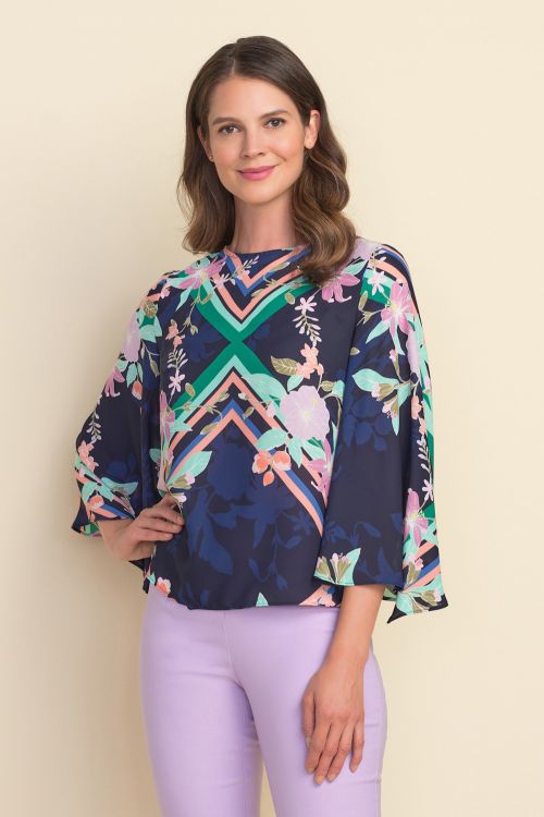 Joseph Ribkoff Multi Printed Blouse Style 212016