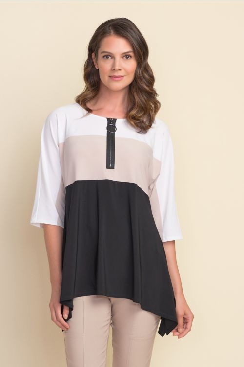 Joseph Ribkoff Black/Sand/White Tunic Style 212259