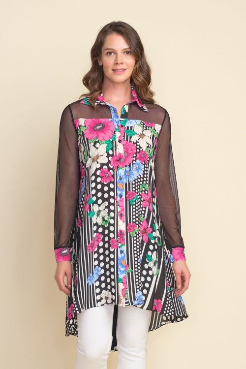 Joseph Ribkoff Sheer Dress Black/Multi Style 212275