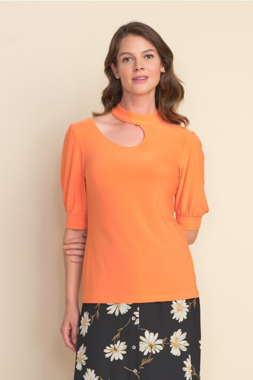 Joseph Ribkoff Tangerine Cut-Out Top  Style 212277