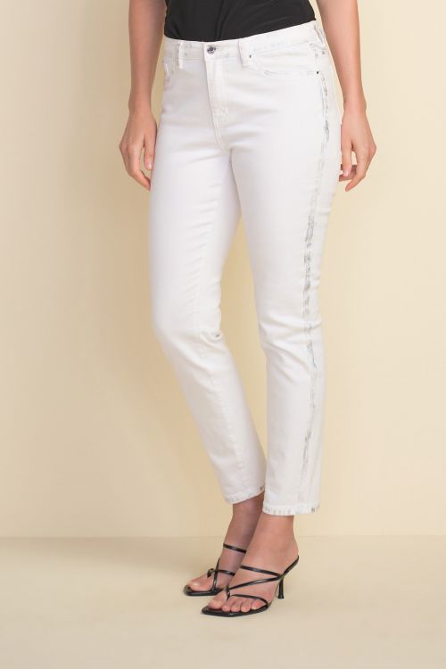 Joseph Ribkoff White Jean Distressed Detail Pant Style 212908