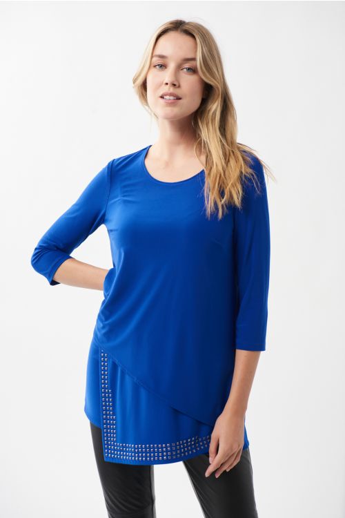 Joseph Ribkoff Royal Asymmetrical Hem Top Style 213003