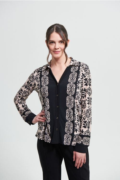 Joseph Ribkoff Black/Sand Blouse Style 213275