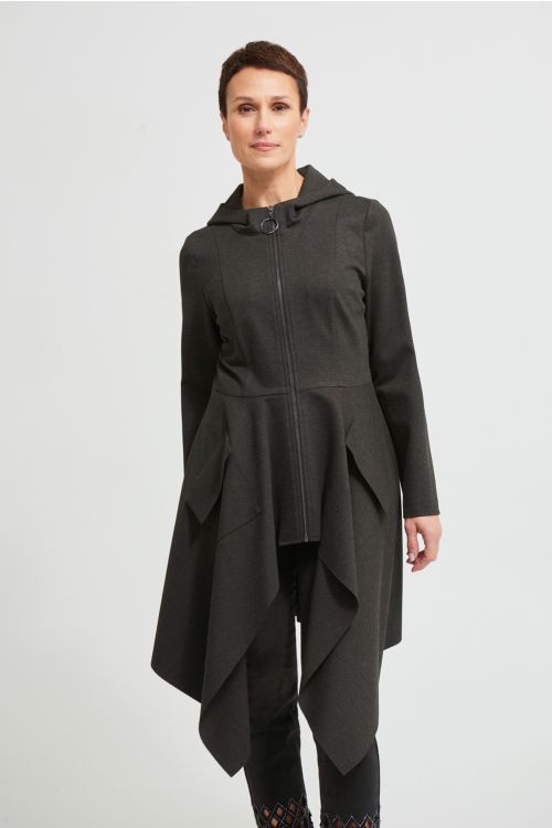 Joseph Ribkoff Charcoal Grey Tiered Hem Jacket Style 213295