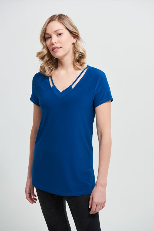 Joseph Ribkoff Aquarius V-Neck T-Shirt Style 213338