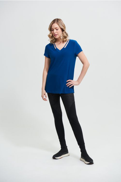 Joseph Ribkoff Aquarius V-Neck T-Shirt Style 213338