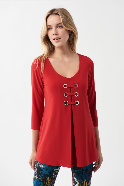 Joseph Ribkoff Lipstick Red Front Top Style 213339