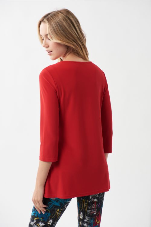 Joseph Ribkoff Lipstick Red Front Top Style 213339