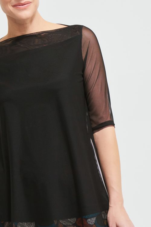 Joseph Ribkoff Black Mesh Top Style 213435