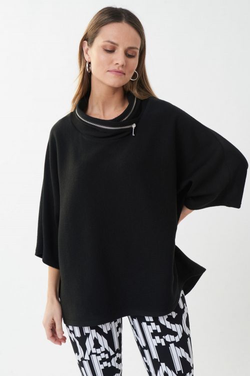 Joseph Ribkoff Black Hooded Top Style 213621-main