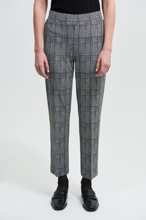 Joseph Ribkoff Black/White Plaid Straight Leg Pants Style 213626