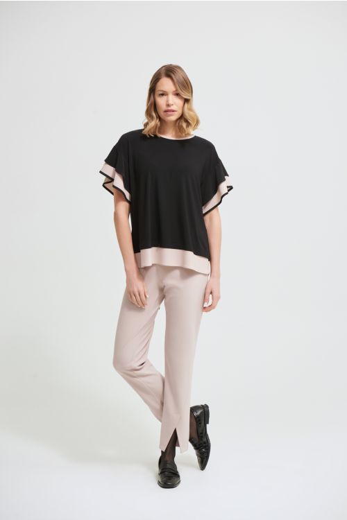 Joseph Ribkoff Black/Sand Layered Top Style 213663