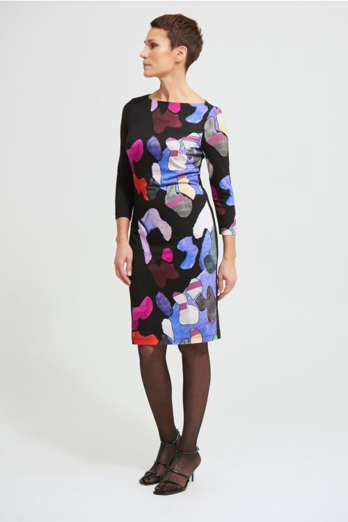 Joseph Ribkoff Black/Multi Abstract Dress Style 213687