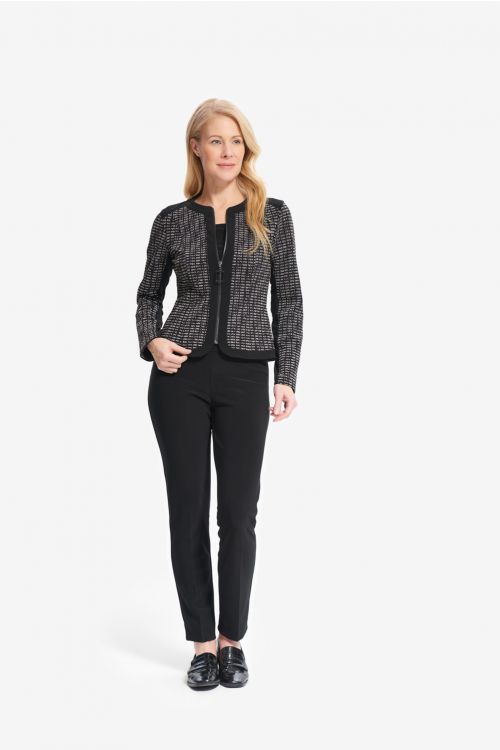 Joseph Ribkoff Black/Silver Zip Up Blazer Style 214099 - Main Image