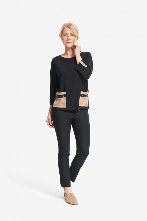 Joseph Ribkoff Black/Sand Top Style 214146