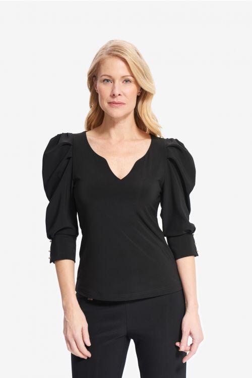 Joseph Ribkoff Black Puff Shoulders Top  Style 214199