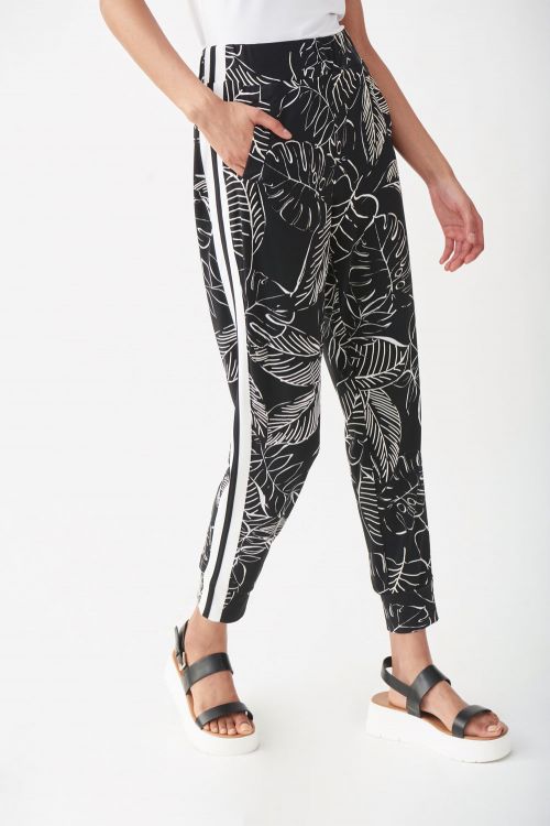 Joseph Ribkoff Black/Vanilla Tropical Jogger Pants Style 221186