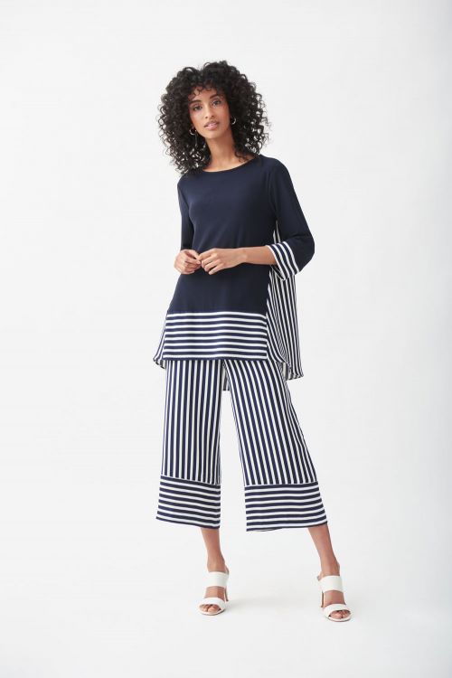 Joseph Ribkoff Midnight Blue/Vanilla Striped Pant Style 221341