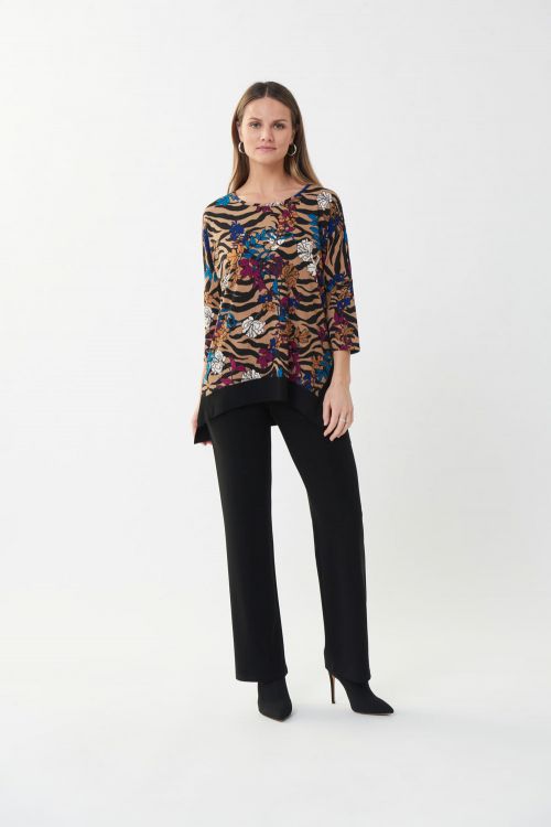 Joseph Ribkoff Tiger Eye/Multi Mixed Print Top Style 223101