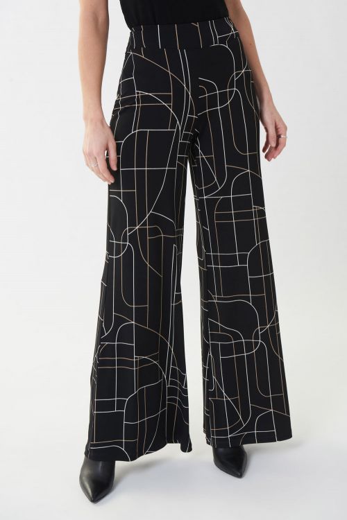 Joseph Ribkoff Black/Multi Wide Leg Pant Style 223282-main