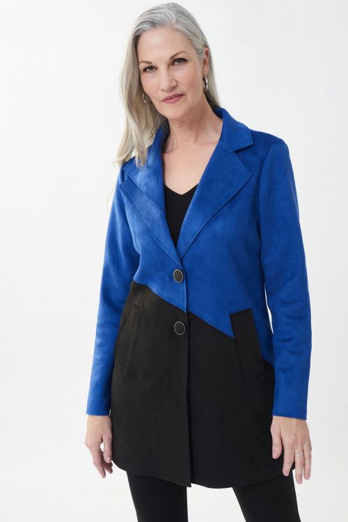 Joseph Ribkoff Royal Sapphire/Black Color-Blocked Coat Style 223911