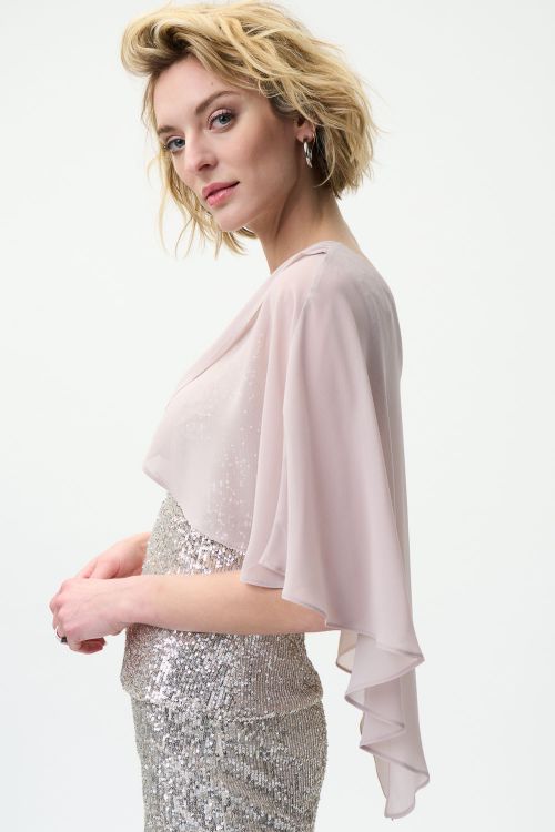 Joseph Ribkoff Silver Top with chiffon overlay Style 224075