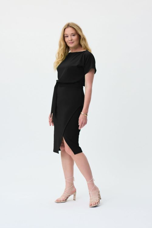 Joseph Ribkoff Black Scuba Crepe Sheath Dress Style 231015