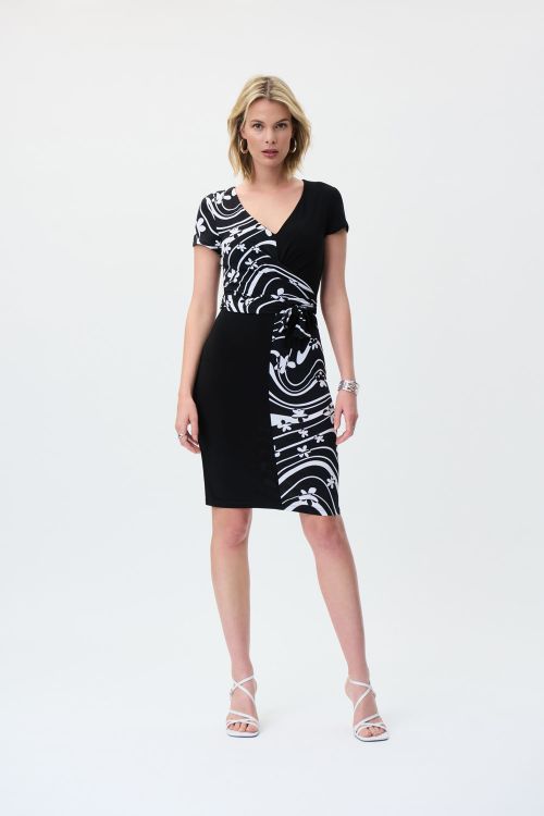 Joseph Ribkoff Black/Vanilla Dress Style 231044