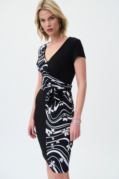 Joseph Ribkoff Black/Vanilla Dress Style 231044