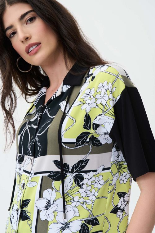 Joseph Ribkoff Black/Multi Floral Print Blouse Style 231078