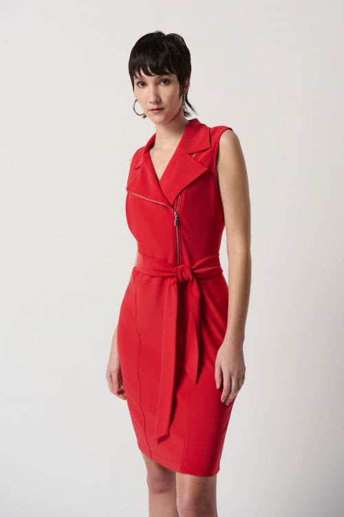 Joseph Ribkoff Magma Red Sleeveless Dress Style 231196