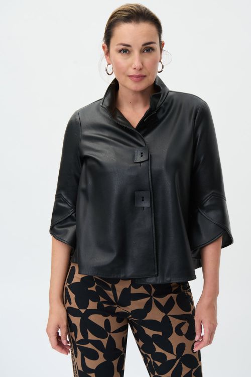 Joseph Ribkoff Black Leatherette Jacket Style 231290