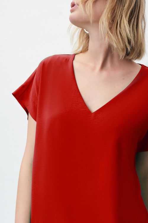 Joseph Ribkoff Magma Red V-Neck Top Style 231291