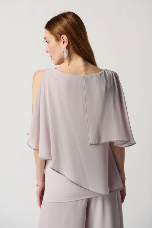 Joseph Ribkoff Mother of Pearl Chiffon Poncho-Style V-Neck Top Style 231720