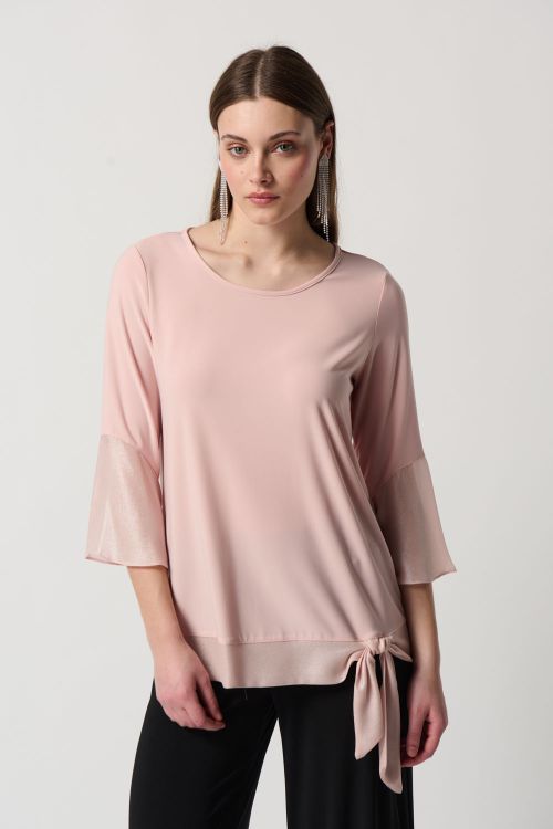 Joseph Ribkoff Rose Top with Chiffon Hem at Sleeves Style 231739