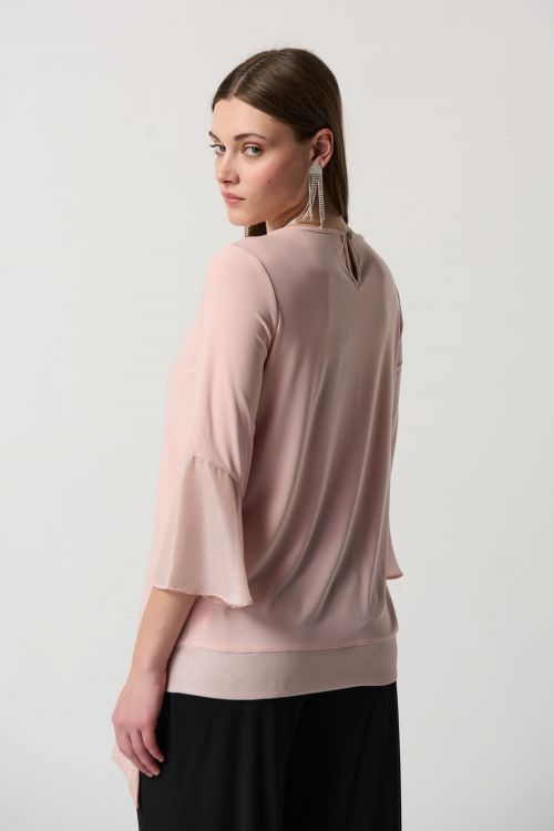 Joseph Ribkoff Rose Top with Chiffon Hem at Sleeves Style 231739