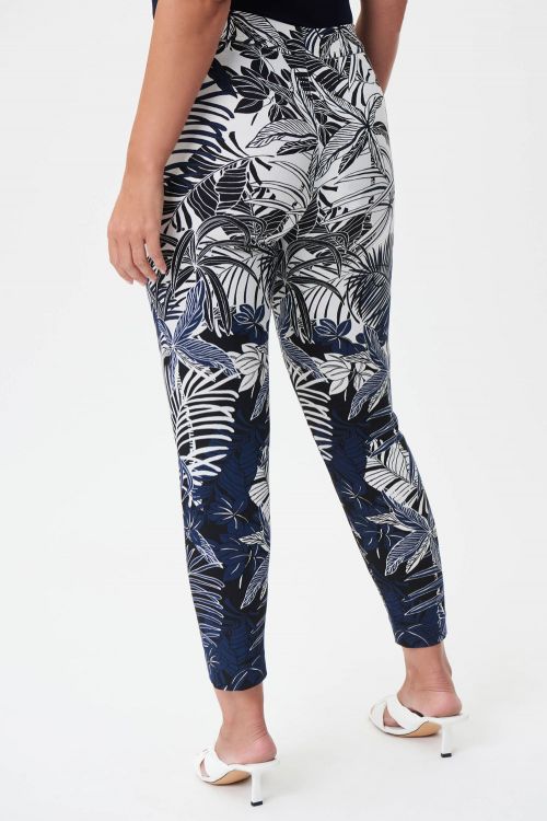 Joseph Ribkoff Vanilla/Multi Tropical Print Slim-Fit Pants Style 232085