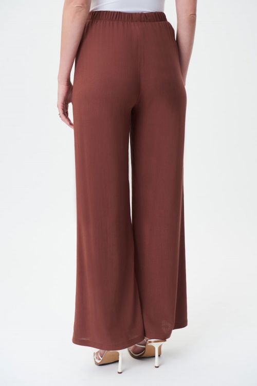 Joseph Ribkoff Espresso Wide-Legged Shirred Woven Pants Style 232105