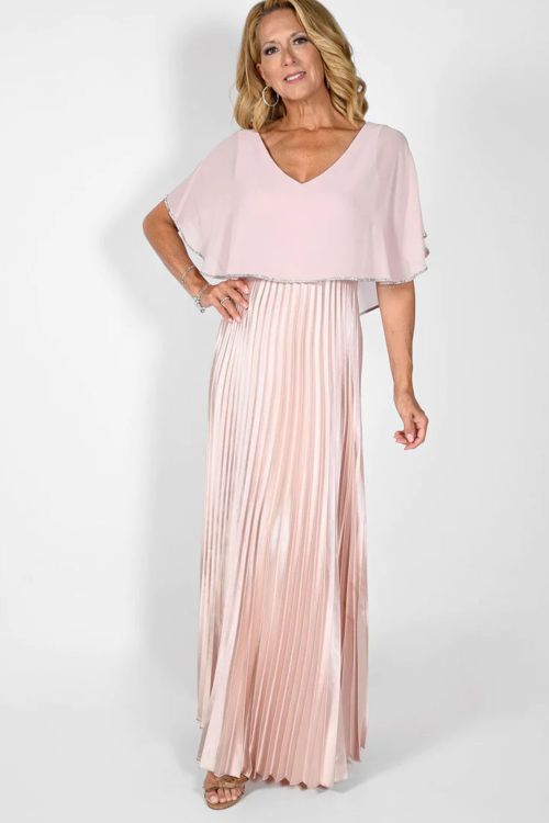 Frank Lyman Blush Maxi Pleated Dress Style 232211